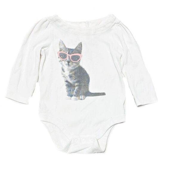 Baby Gap Puff Shoulder Onesie with Kitty Print - Picture 1 of 3